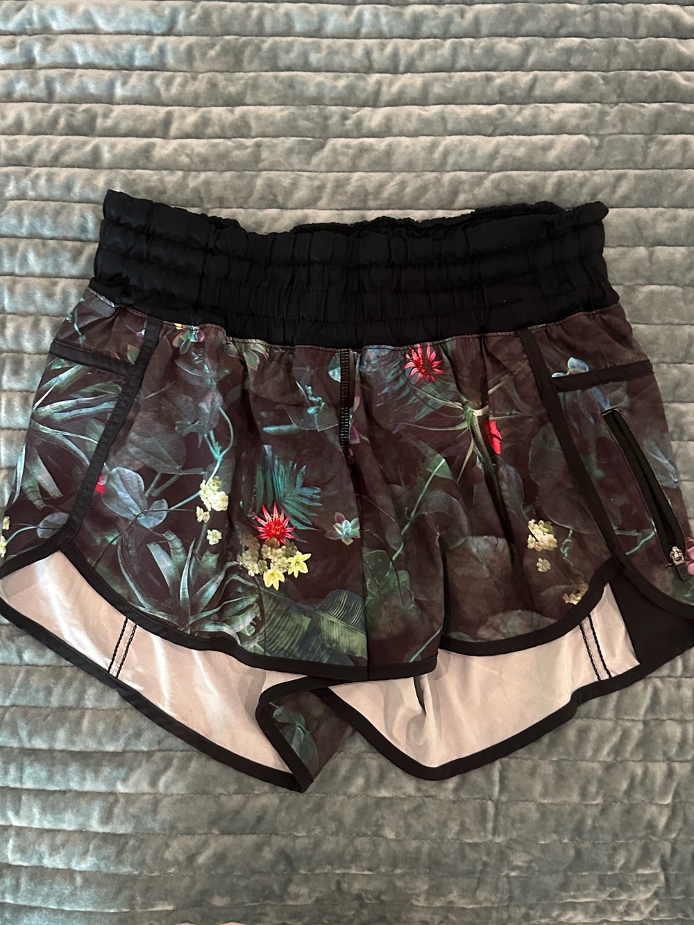lululemon athletica Black Floral Athletic Shorts